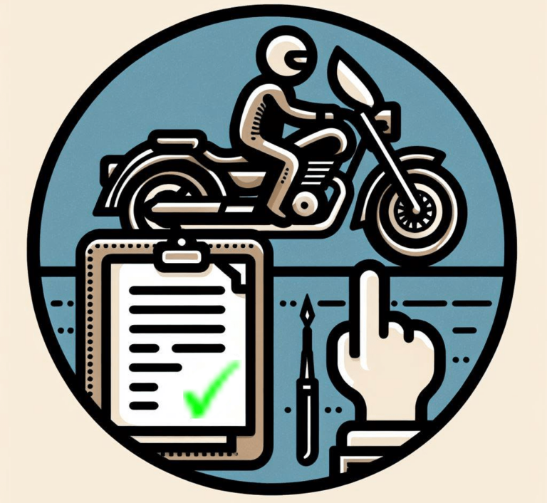Symbol für einen Blogbeitrag über die rechtliche Seite von Motorradsitzen Polstern und Betriebserlaubnis
