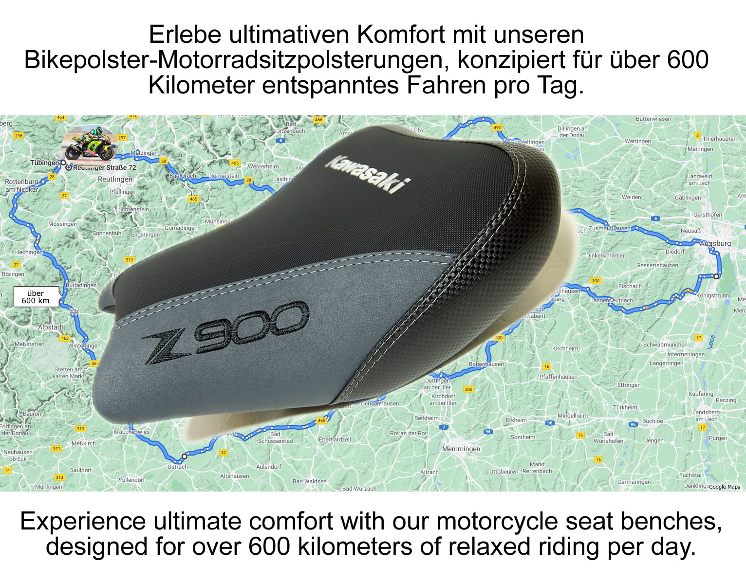 Fahrersitz Z900 Kawasaki neues Polster vom Bikepolsterer
