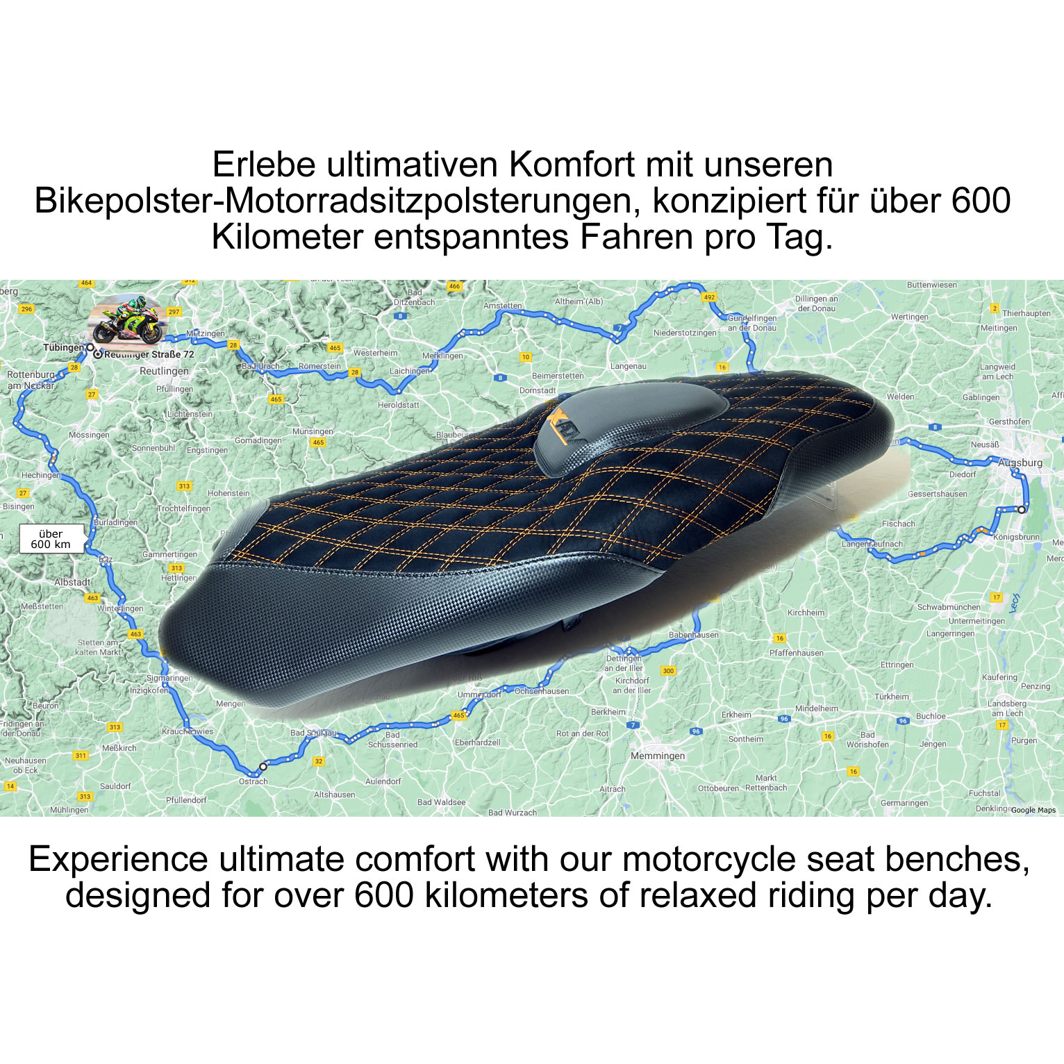 Beispilebild über 600km fahren mit der Bikepolstersitzbank