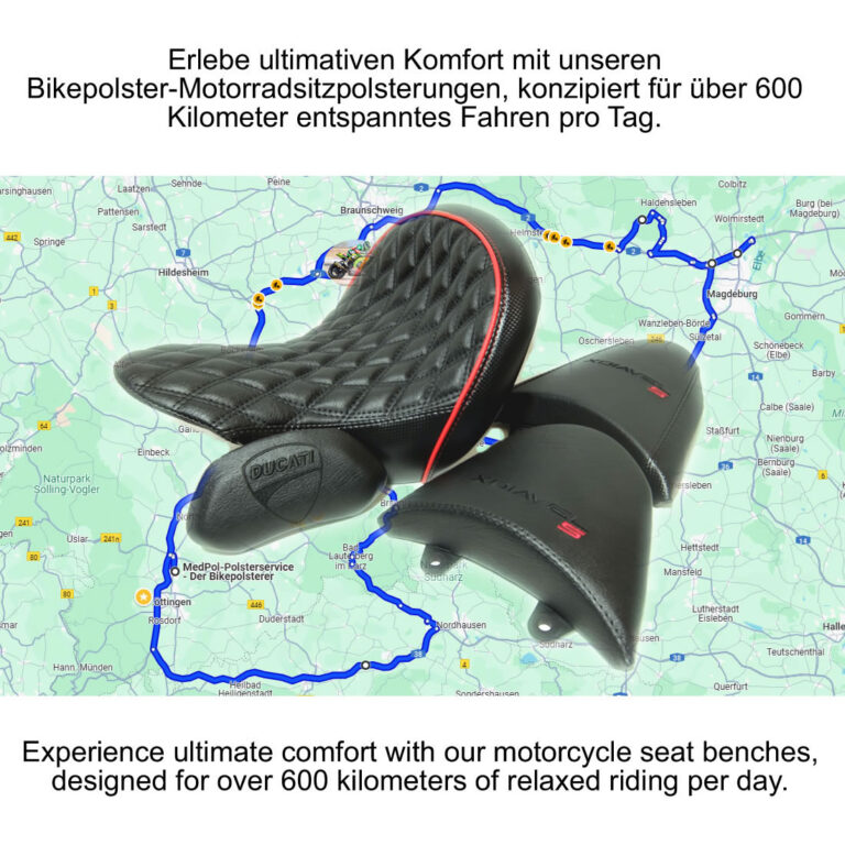 Ausgelegte Polsterung für min. 600km fahren