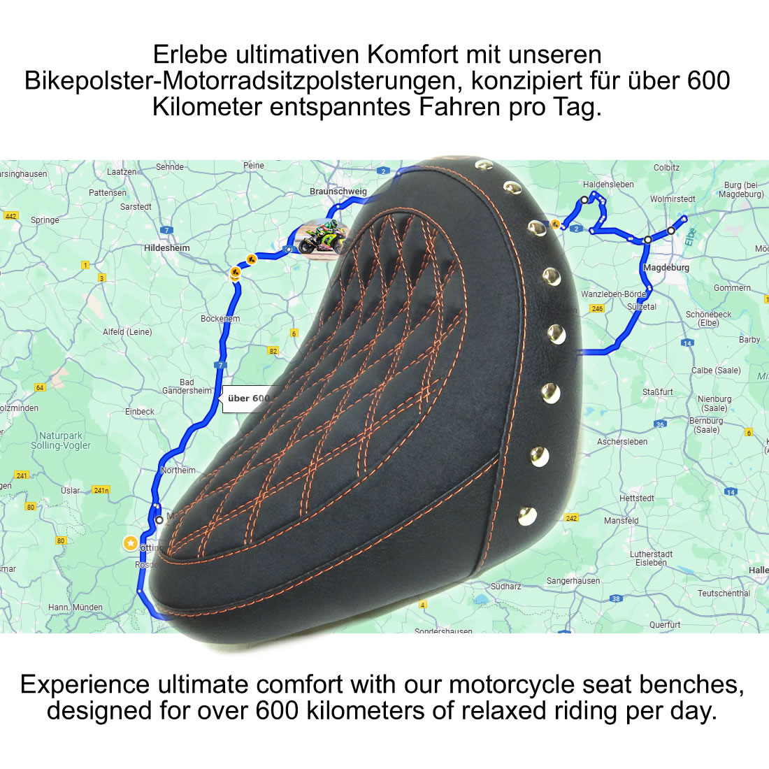 Fahren über 600 km mit den Bikepolster-Sitzbankpolsterungen