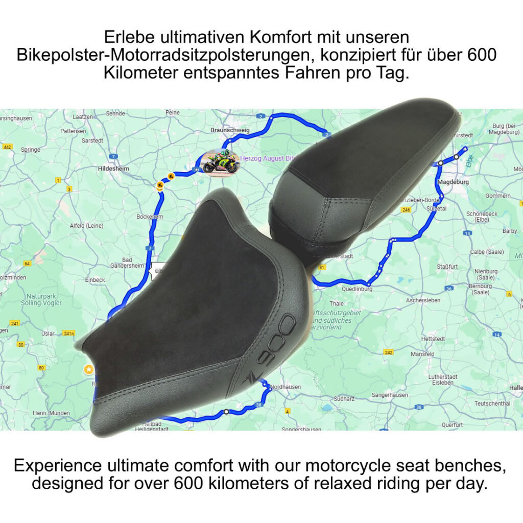 Kawasaki Z 900 Komfort‑Sitzbank – hohe Ausführung, Gurt & 2× Stickerei